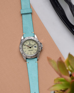 Turquoise Suede Watch Strap for rolex explorer polar