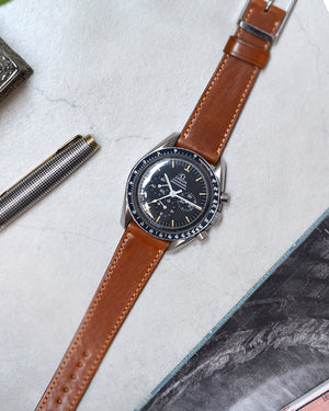 omega speedmater with Caramel Brown Shell Cordovan Watch Strap