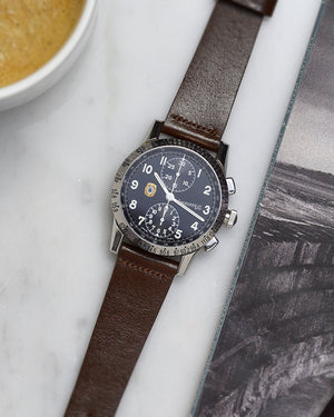 eberhard chronograph Dark Brown Leather Watch Strap