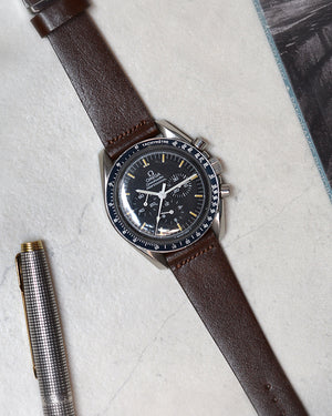 vintage omega speedmaster Dark Brown Leather Watch Strap