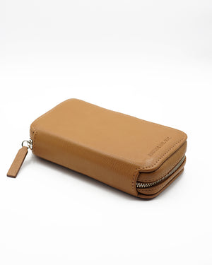 Honey Brown Leather Pouch for Two Watches