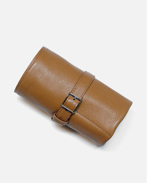Honey Brown Leather Roll For Six Watches