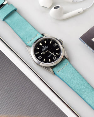 Suede Turquoise Watch Strap for rolex explorer