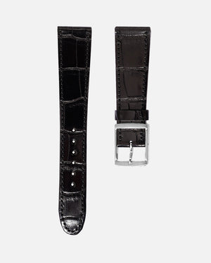 Black Radiant Shine Square Scale Alligator Watch Strap