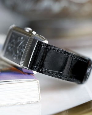 Black Radiant Shine Square Scale Alligator Watch Strap