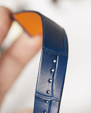 Stitchless Matte Blue Square Scale Alligator Strap