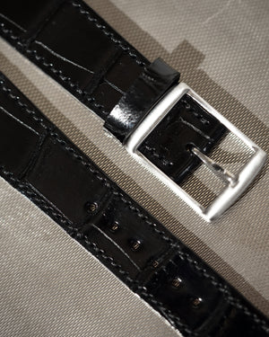 Black Radiant Shine Square Scale Alligator Watch Strap