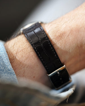 Matte Black Square Scale Alligator Watch Strap