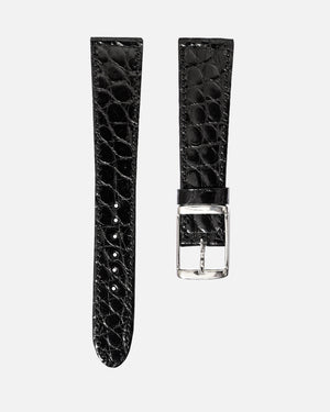 Black Radiant Shine Round Scale Alligator Strap