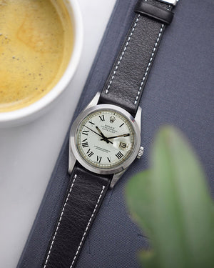 Soft Black Leather Watch Strap for datejust