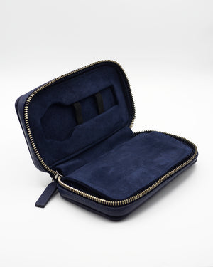 Blue Leather Pouch for Two Watches