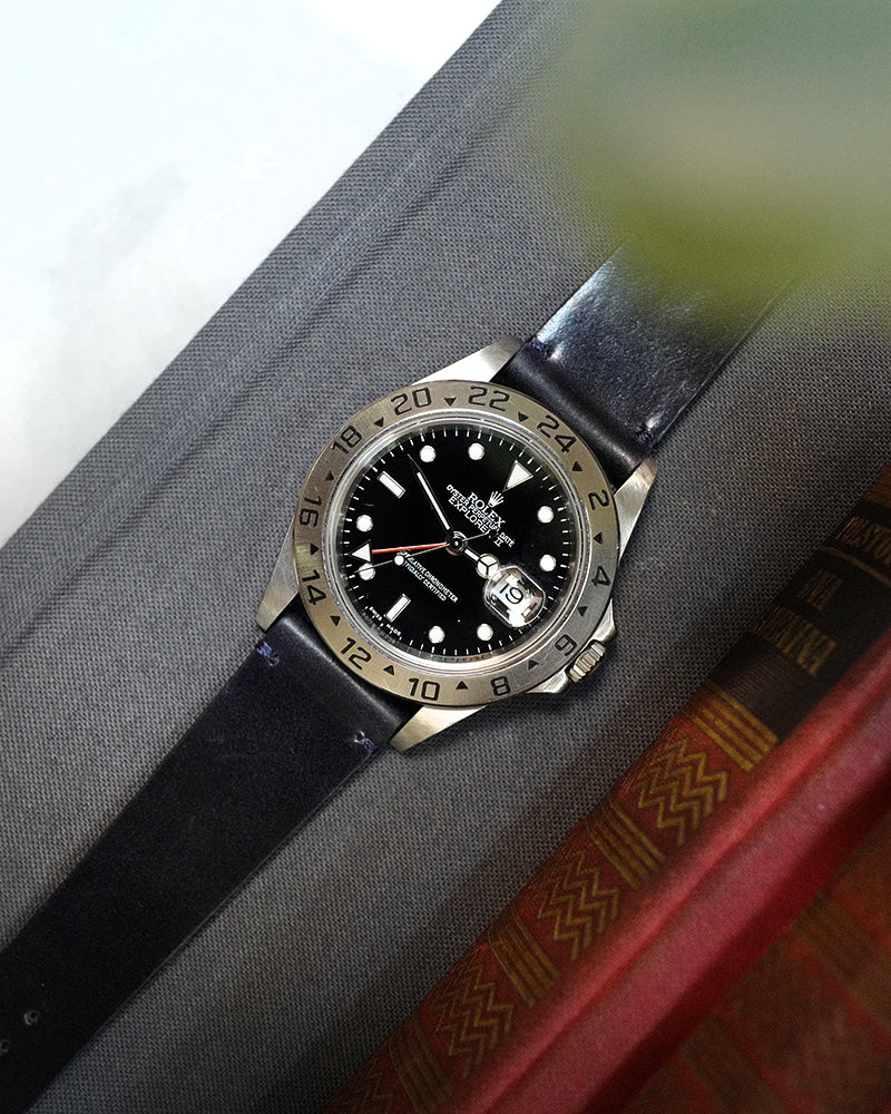 Unlined Blue Shell Cordovan Watch Strap