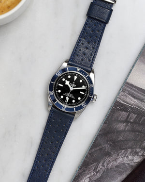 tudor black bay blue Racing Leather Watch Strap