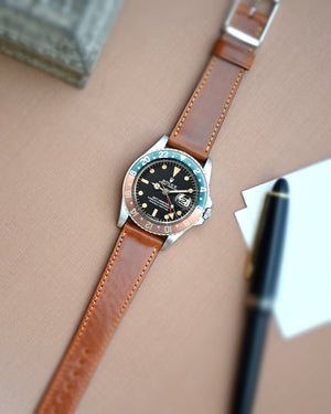 rolex GMt master 1675 with brown shell cordovan strap