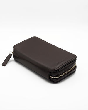 Dark Brown Leather Pouch for Two Watches