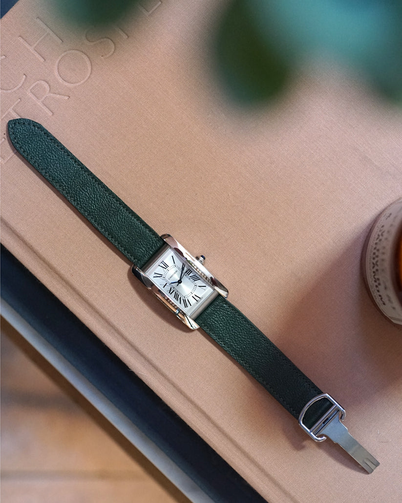 British Green Calfskin Strap for Cartier