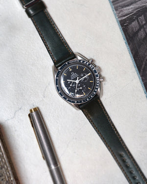 omega with Green Contrast Stitch Shell Cordovan Watch Strap