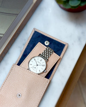 Light Taupe Leather Watch Pouch