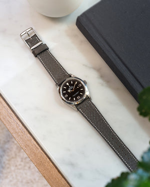 Structured Grey Leather Watch Strap