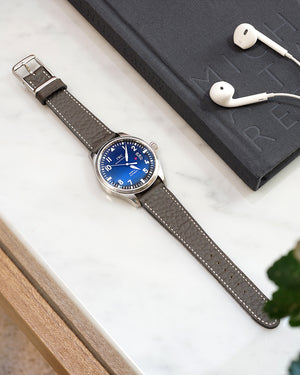 Structured Grey Leather Watch Strap