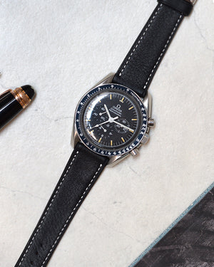Black Leather Watch Strap for omega speedmaster