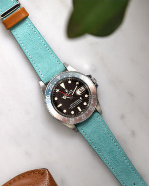Suede Turquoise Watch Strap and rolex pepsi