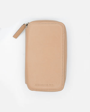 Light Taupe Leather Pouch for Two Watches