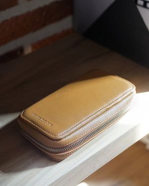 Honey Brown Leather Pouch for Two Watches